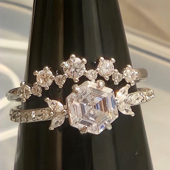 2 Stackable Band Rings Size 9 Diamond Cubic Zirconia New with Tag
